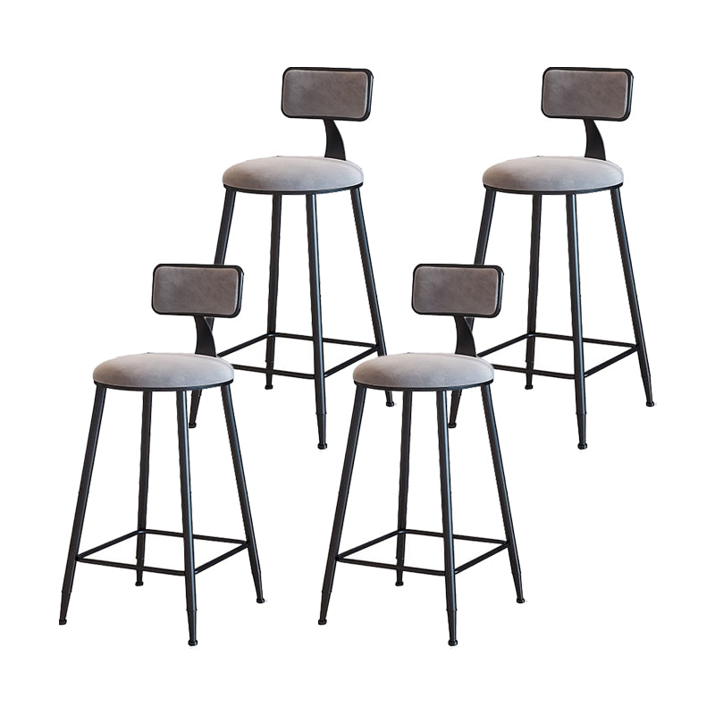 Modern Armless Backrest Counter Stool Iron Household Bar Stool with Velvet Cushion