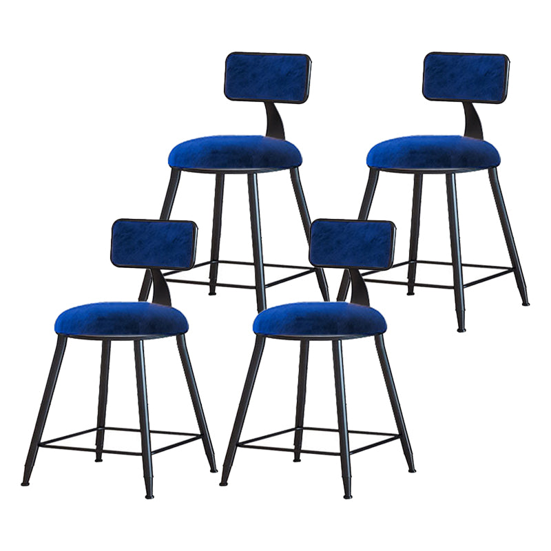 Modern Armless Backrest Counter Stool Iron Household Bar Stool with Velvet Cushion