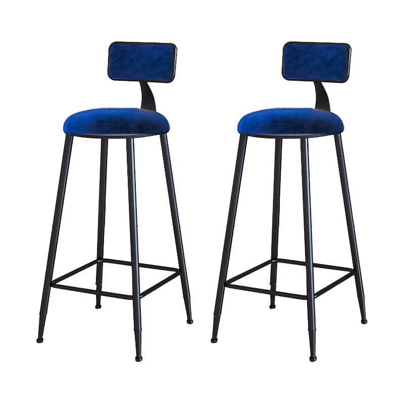 Modern Armless Backrest Counter Stool Iron Household Bar Stool with Velvet Cushion