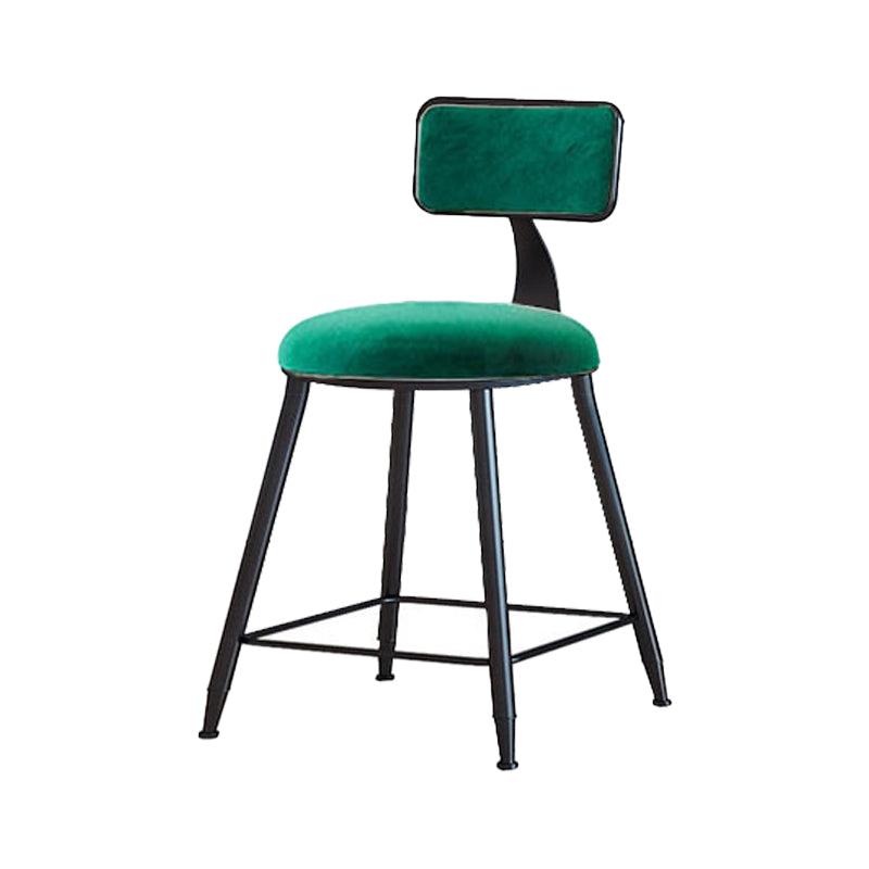 Modern Armless Backrest Counter Stool Iron Household Bar Stool with Velvet Cushion