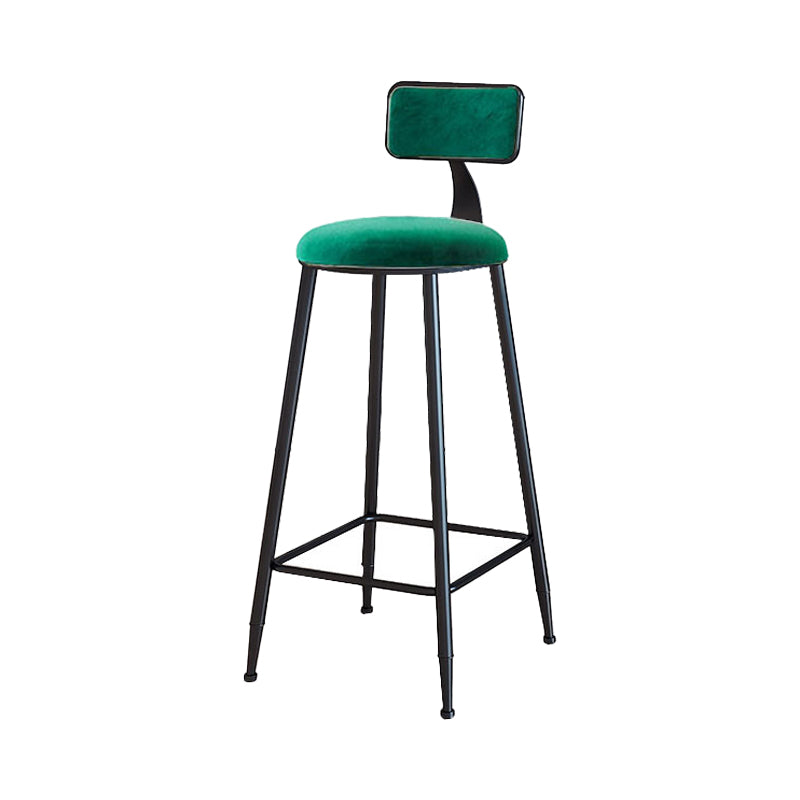 Modern Armless Backrest Counter Stool Iron Household Bar Stool with Velvet Cushion