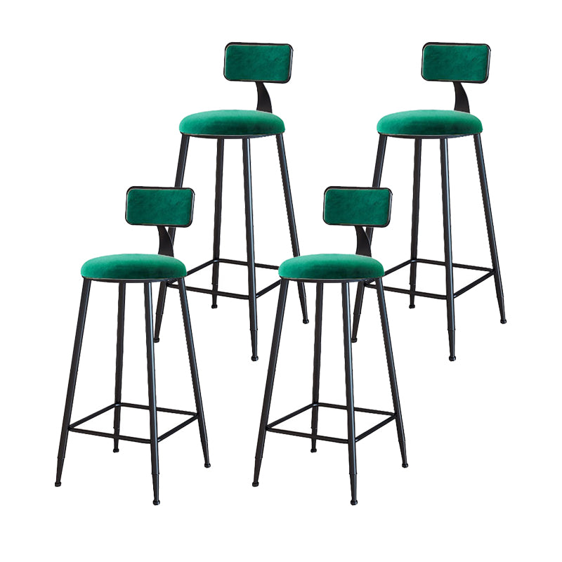 Modern Armless Backrest Counter Stool Iron Household Bar Stool with Velvet Cushion