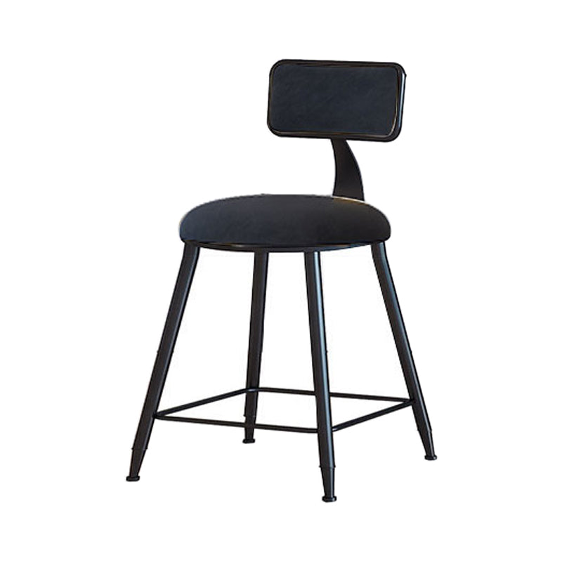 Modern Armless Backrest Counter Stool Iron Household Bar Stool with Velvet Cushion