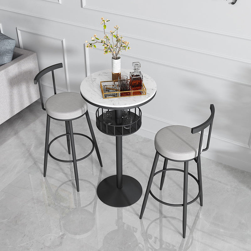 Glam Metal Upholstered Barstool Indoor Bar Stool with Iron Legs