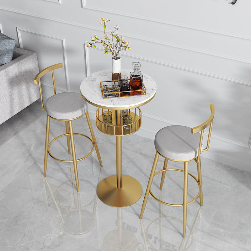 Glam Metal Upholstered Barstool Indoor Bar Stool with Iron Legs