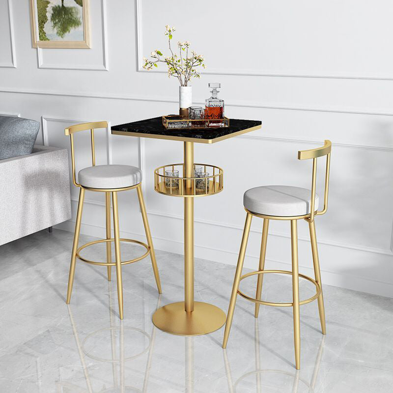 Glam Metal Upholstered Barstool Indoor Bar Stool with Iron Legs
