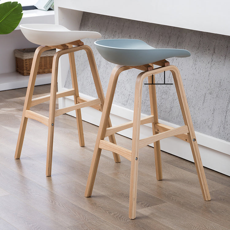 Modern Backless Barstool Indoor Wood Bar Stool with Acrylic Seat