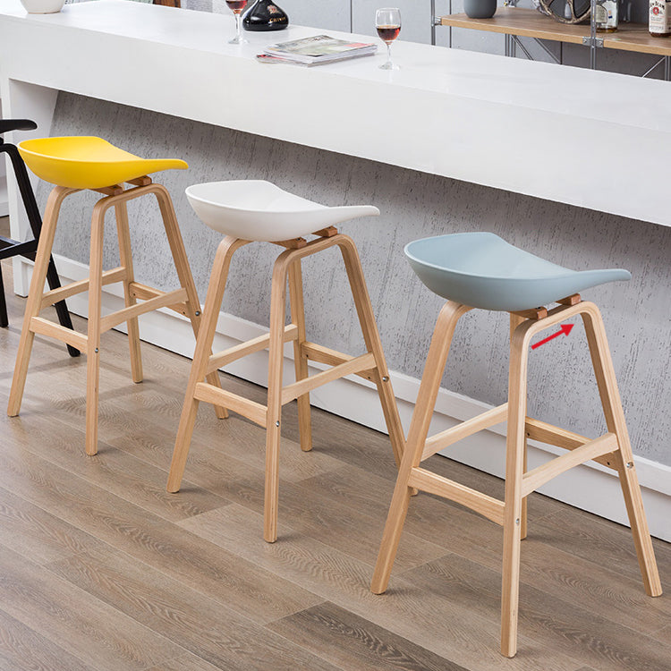 Modern Backless Barstool Indoor Wood Bar Stool with Acrylic Seat
