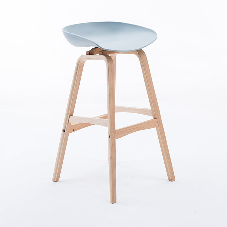 Modern Backless Barstool Indoor Wood Bar Stool with Acrylic Seat