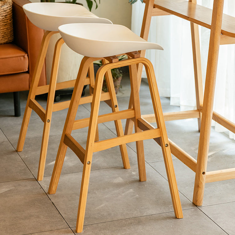 Modern Backless Barstool Indoor Wood Bar Stool with Acrylic Seat
