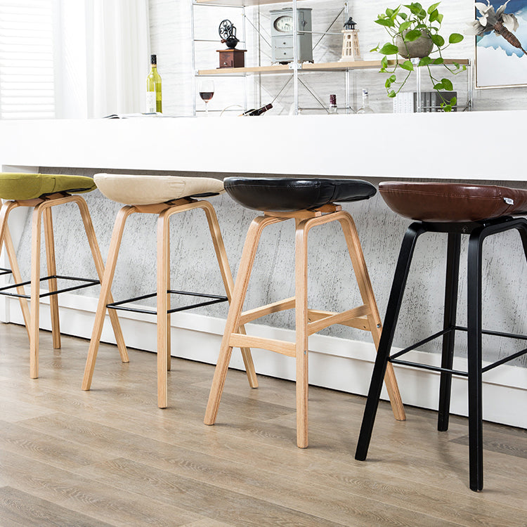 Modern Backless Barstool Indoor Wood Bar Stool with Acrylic Seat