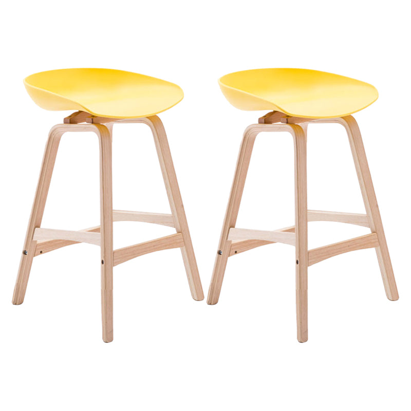 Modern Backless Barstool Indoor Wood Bar Stool with Acrylic Seat
