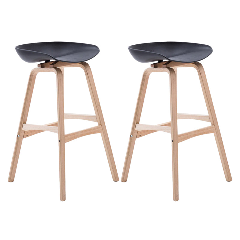 Modern Backless Barstool Indoor Wood Bar Stool with Acrylic Seat