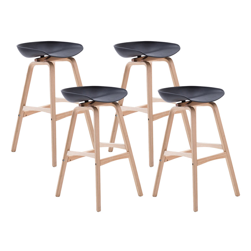 Modern Backless Barstool Indoor Wood Bar Stool with Acrylic Seat