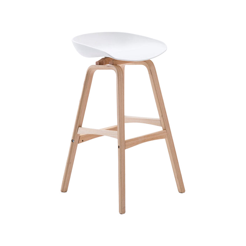 Modern Backless Barstool Indoor Wood Bar Stool with Acrylic Seat