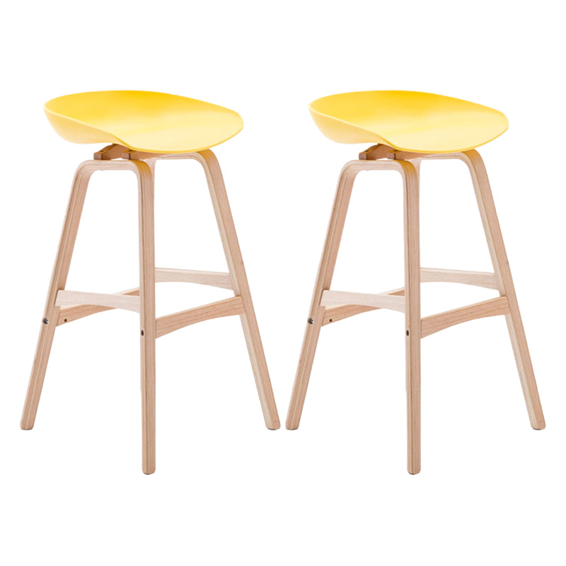 Modern Backless Barstool Indoor Wood Bar Stool with Acrylic Seat