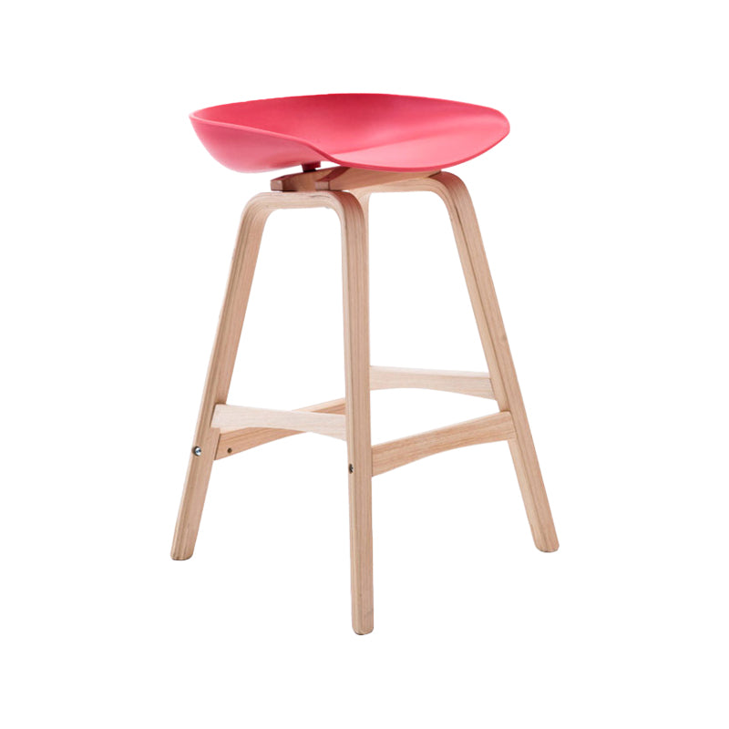 Modern Backless Barstool Indoor Wood Bar Stool with Acrylic Seat