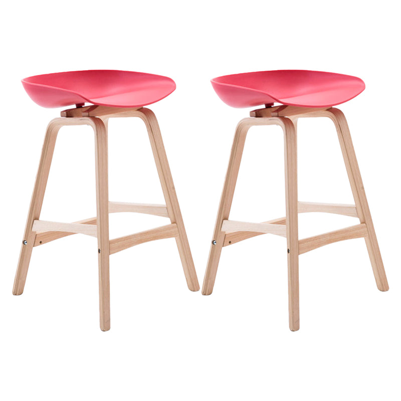 Modern Backless Barstool Indoor Wood Bar Stool with Acrylic Seat