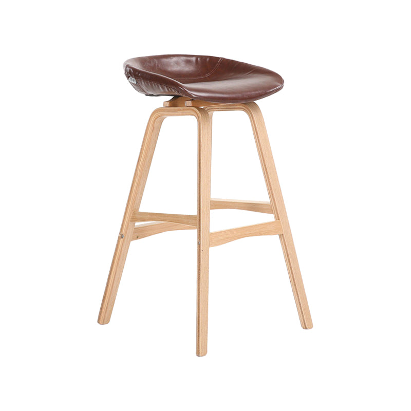 Modern Backless Barstool Indoor Wood Bar Stool with Acrylic Seat