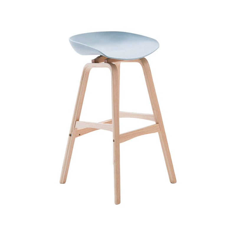 Modern Backless Barstool Indoor Wood Bar Stool with Acrylic Seat