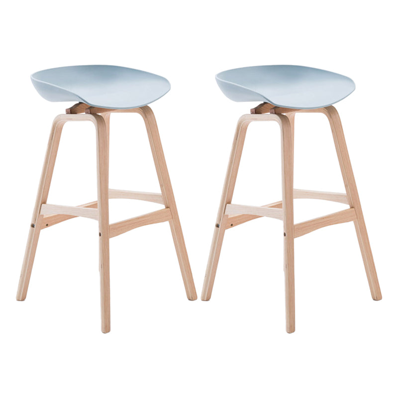 Modern Backless Barstool Indoor Wood Bar Stool with Acrylic Seat