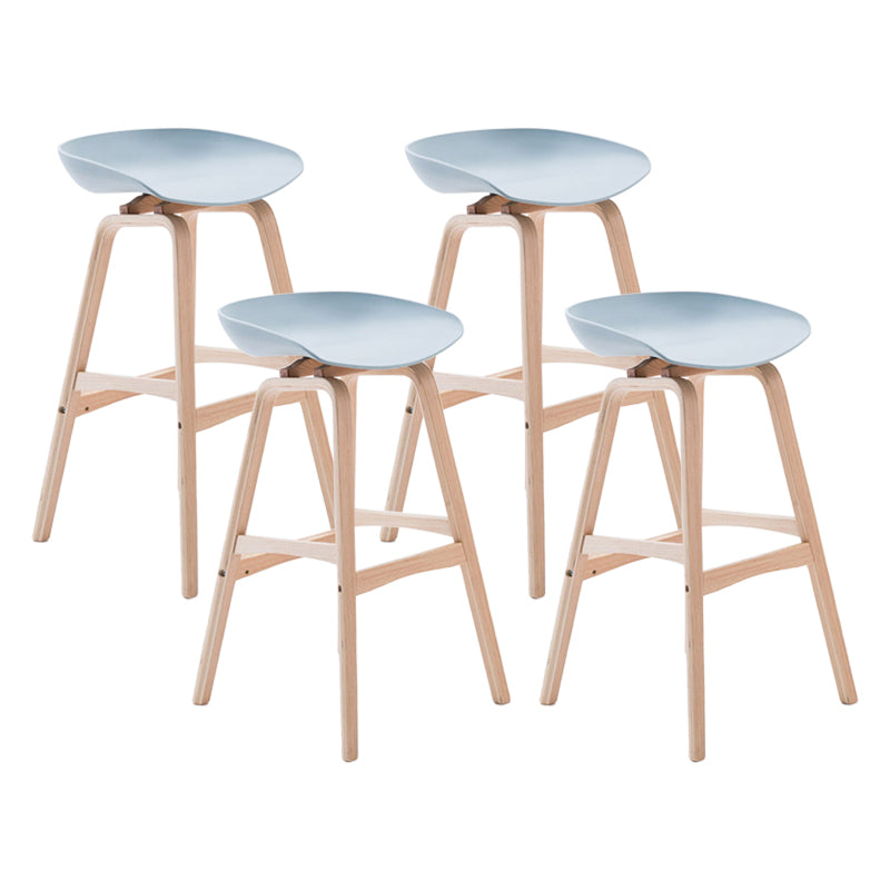 Modern Backless Barstool Indoor Wood Bar Stool with Acrylic Seat