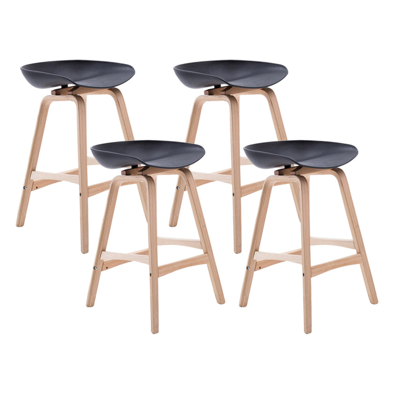 Modern Backless Barstool Indoor Wood Bar Stool with Acrylic Seat