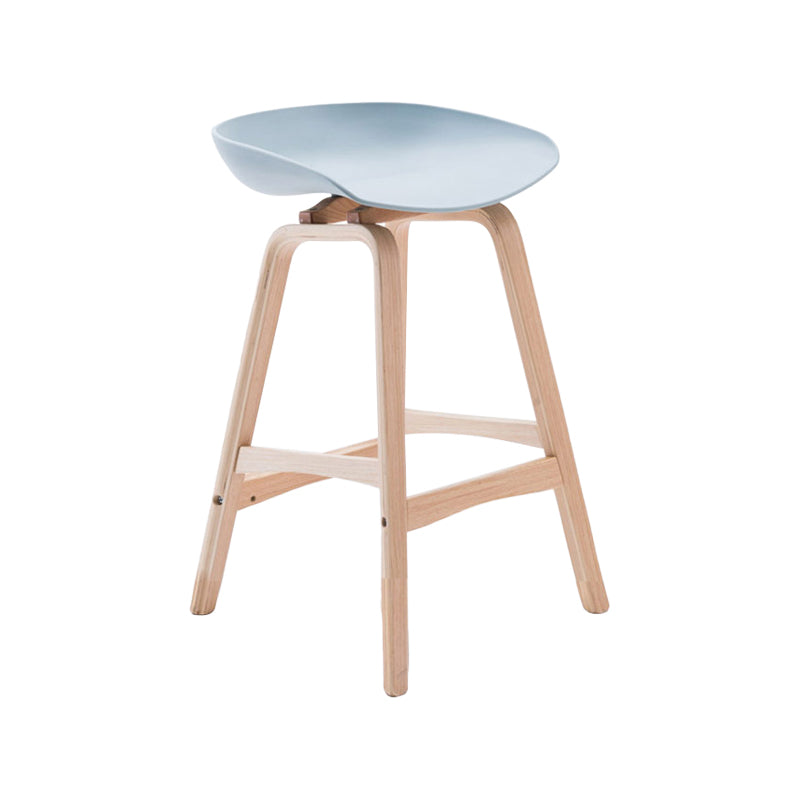 Modern Backless Barstool Indoor Wood Bar Stool with Acrylic Seat