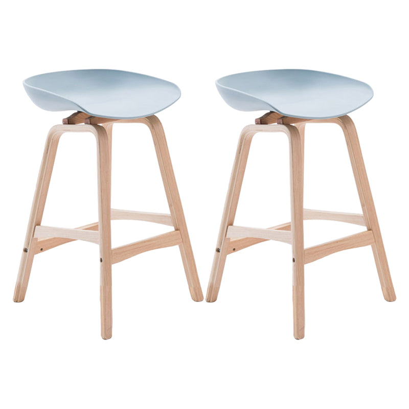 Modern Backless Barstool Indoor Wood Bar Stool with Acrylic Seat