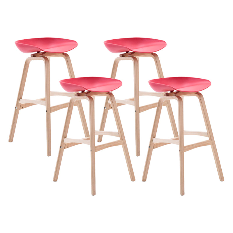 Modern Backless Barstool Indoor Wood Bar Stool with Acrylic Seat