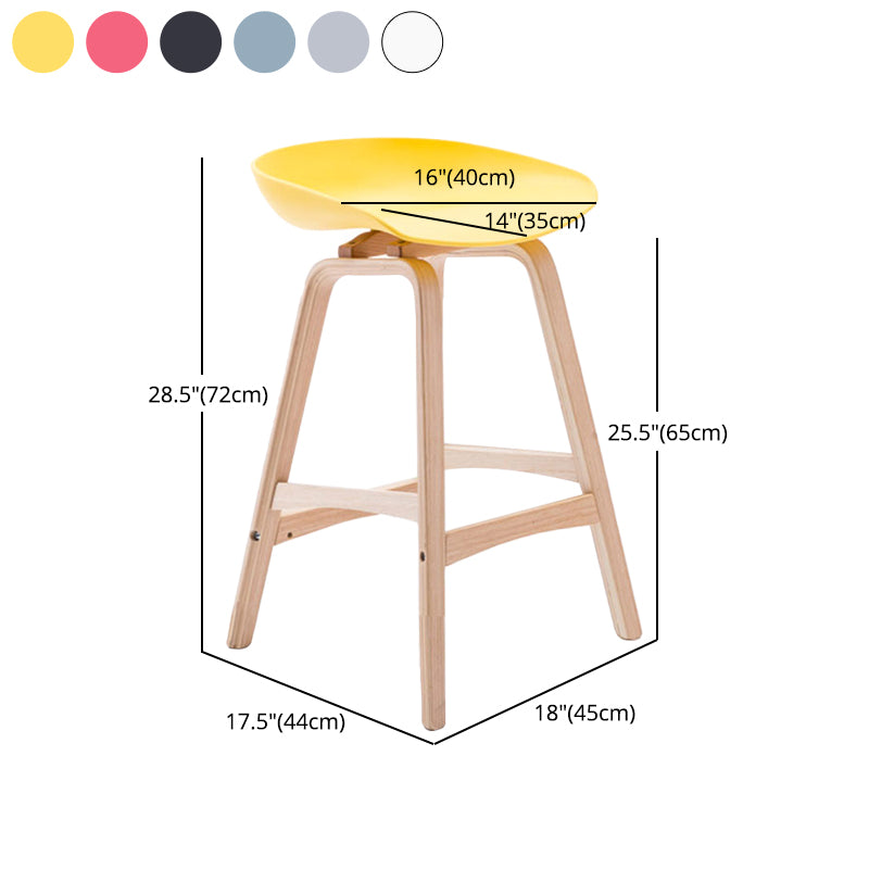 Modern Backless Barstool Indoor Wood Bar Stool with Acrylic Seat