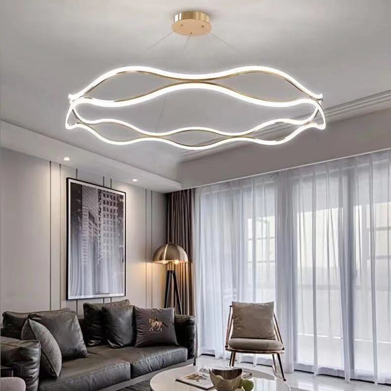 Unique Shape Chandelier Lamp Modern 2 Lights LED Hanging Light for Bedroom