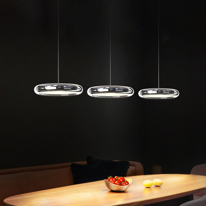 Lumières de suspension moderne à argent rond avec de l'ombre en acrylique blanc