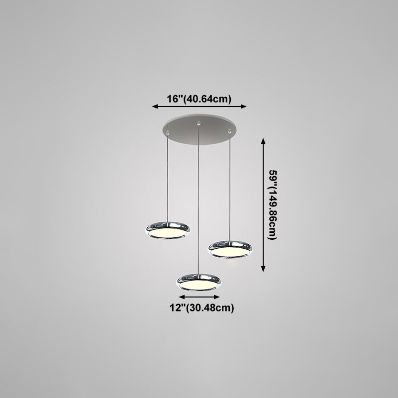Lumières de suspension moderne à argent rond avec de l'ombre en acrylique blanc