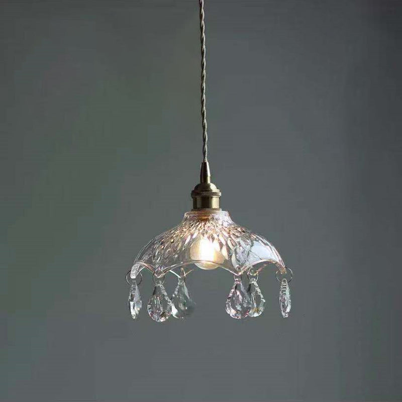 Pendre de style moderne 1 lumière minimalisme verre et cristal suspendu pour le chevet