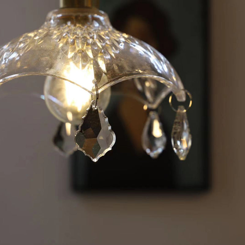 Pendre de style moderne 1 lumière minimalisme verre et cristal suspendu pour le chevet