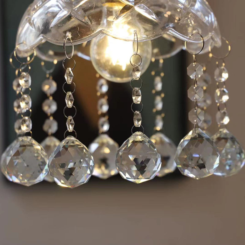 Pendre de style moderne 1 lumière minimalisme verre et cristal suspendu pour le chevet