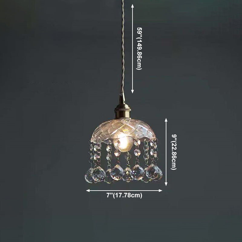 Pendre de style moderne 1 lumière minimalisme verre et cristal suspendu pour le chevet