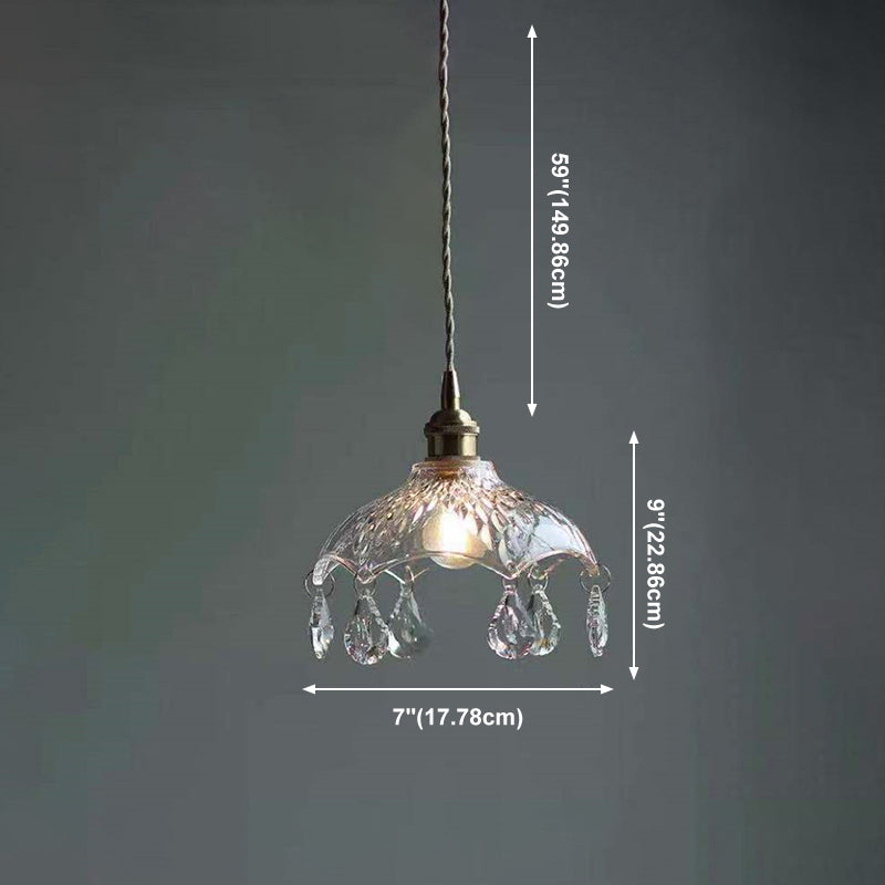 Pendre de style moderne 1 lumière minimalisme verre et cristal suspendu pour le chevet