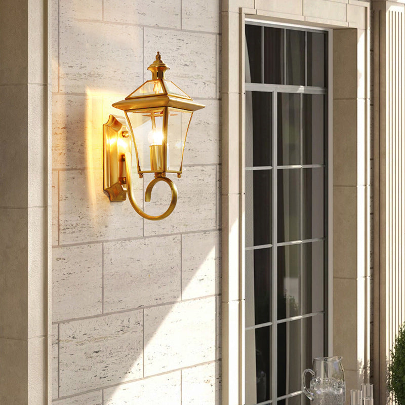 Luce murale in ottone SCONCE Stile vintage Apparecchio di illuminazione da parete ombreggiata in vetro