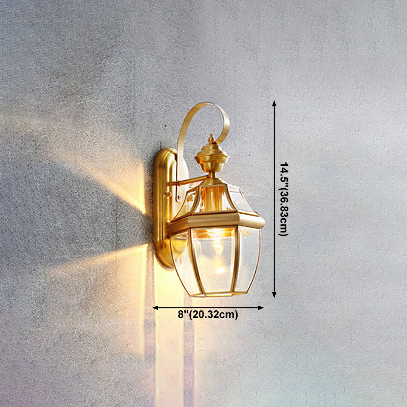 Luce murale in ottone SCONCE Stile vintage Apparecchio di illuminazione da parete ombreggiata in vetro