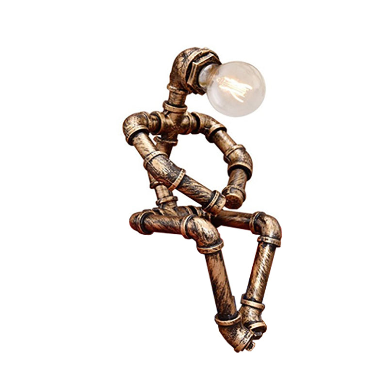 Retro Style Iron Tube Table Lamp Robot Shape 1 Light Table Lamp for Bedroom