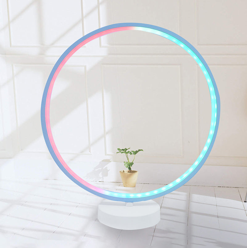 Metal Circle Table Lamp Nordic Circle RGB 1 Light Table Lamp for Bedroom