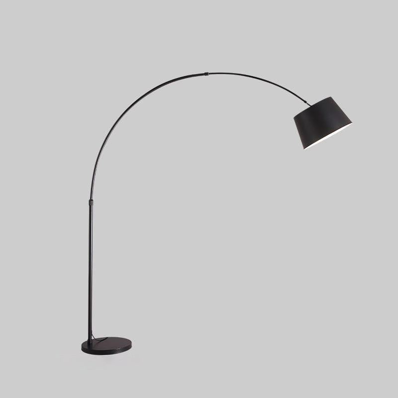 Fishing Rod Floor Reading Light Modern Metal 1-Light Living Room Floor Light with Drum Shade