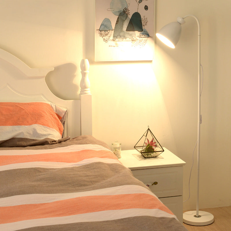 Macaron Bell Leesvloer Lamp metaal 1 kop Bed Bevloer Licht met flexibele arm