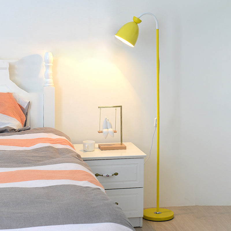 Macaron Bell Leesvloer Lamp metaal 1 kop Bed Bevloer Licht met flexibele arm