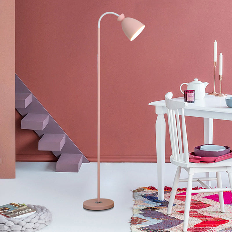 Macaron Bell Leesvloer Lamp metaal 1 kop Bed Bevloer Licht met flexibele arm