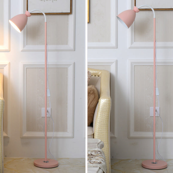 Macaron Bell Leesvloer Lamp metaal 1 kop Bed Bevloer Licht met flexibele arm