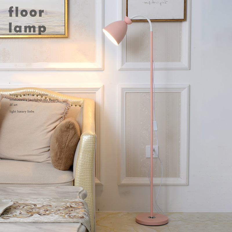 Macaron Bell Leesvloer Lamp metaal 1 kop Bed Bevloer Licht met flexibele arm