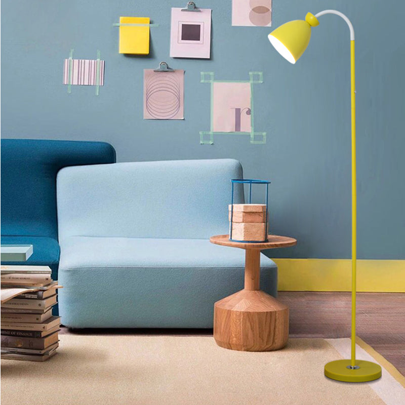 Macaron Bell Leesvloer Lamp metaal 1 kop Bed Bevloer Licht met flexibele arm